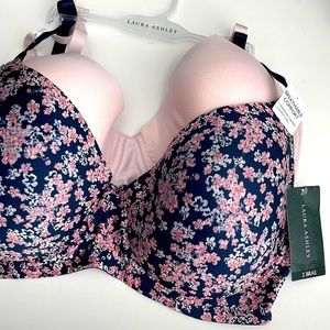Laura Ashley 2 pack Foam Cup Breathable Underwire Bras 42D